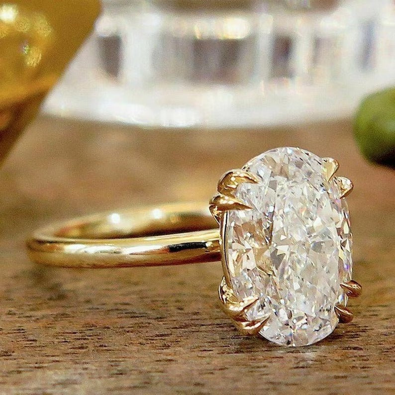 Oval Diamond Moissanite Double Prong Ring