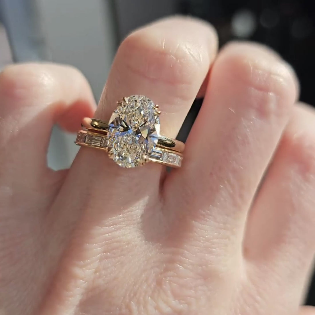 Oval Bridal Set Moissanite Ring