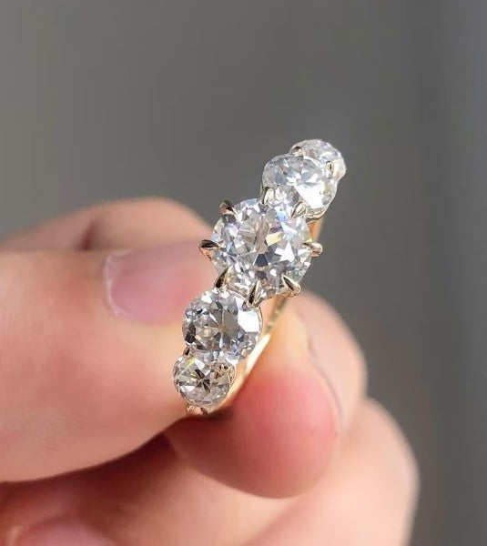 Old European Round Cut Moissanite Diamond Ring