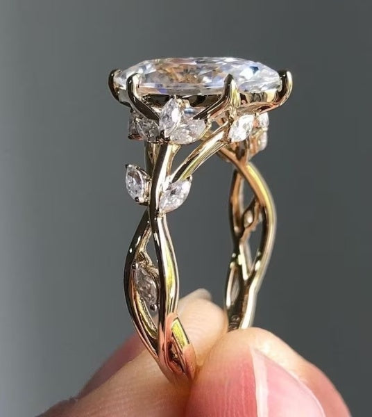 Marquise Moissanite Cluster Diamond Ring