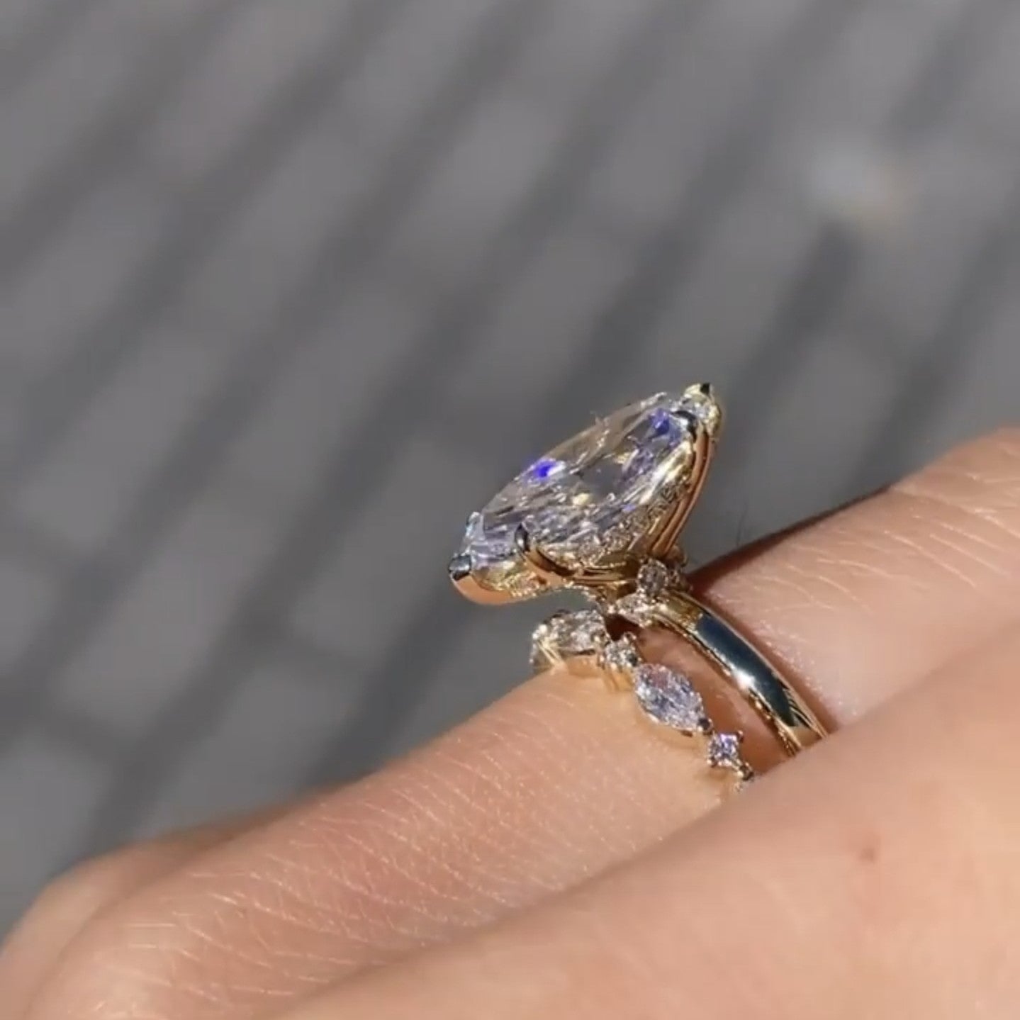 Marquise Cut Bridal Set Moissanite Ring