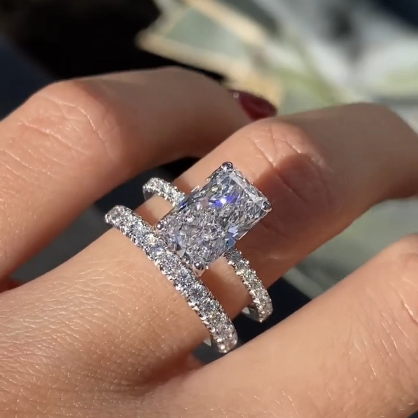 Radiant Bridal Set Diamond Ring