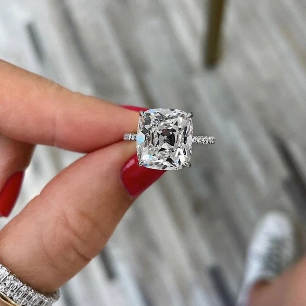 Cushion Big Moissanite Diamond Ring