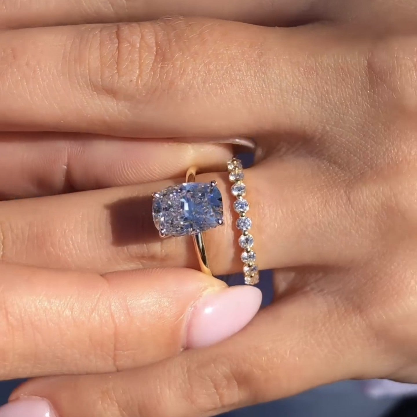 Elongated cushion Cut Moissanite Diamond Ring