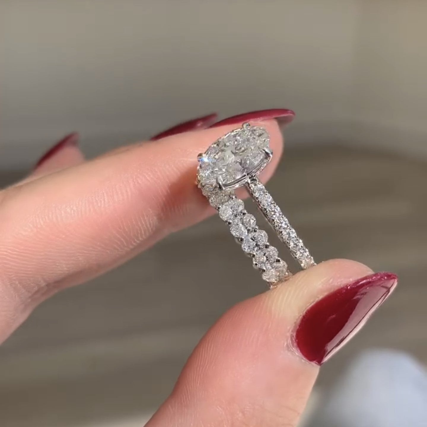 Oval Bridal Set Moissanite Diamond Ring