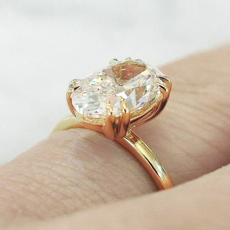 Oval Diamond Moissanite Double Prong Ring