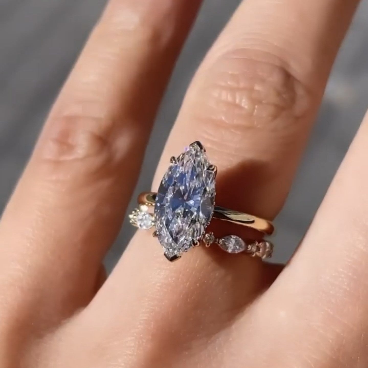 Marquise Cut Bridal Set Moissanite Ring