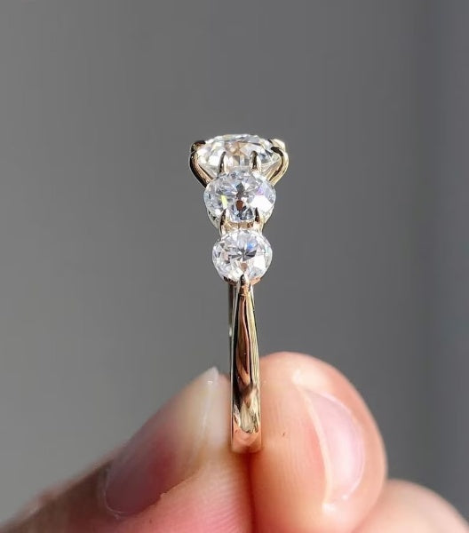 Old European Round Cut Moissanite Diamond Ring