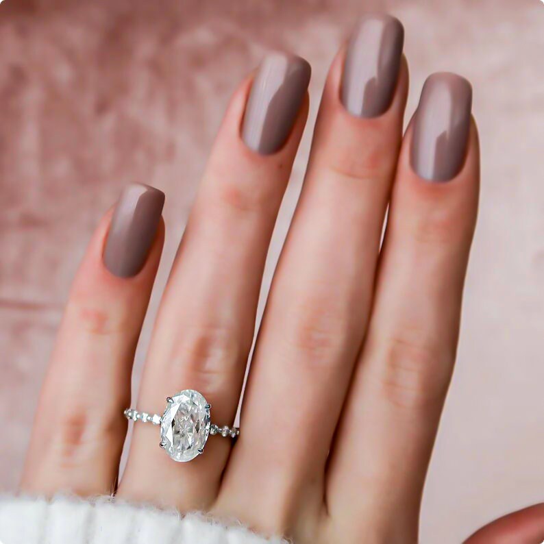 Oval Diamond Ring, Distant Pave Ring