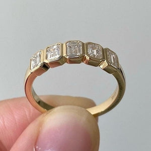 Five Stone Emerald Moisanite Ring