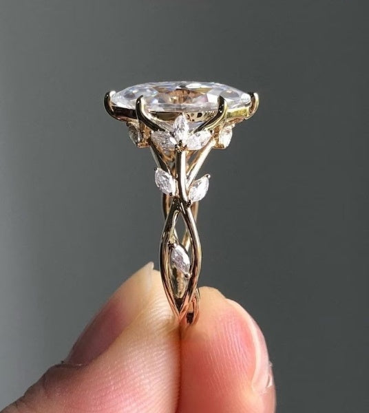 Marquise Moissanite Cluster Diamond Ring