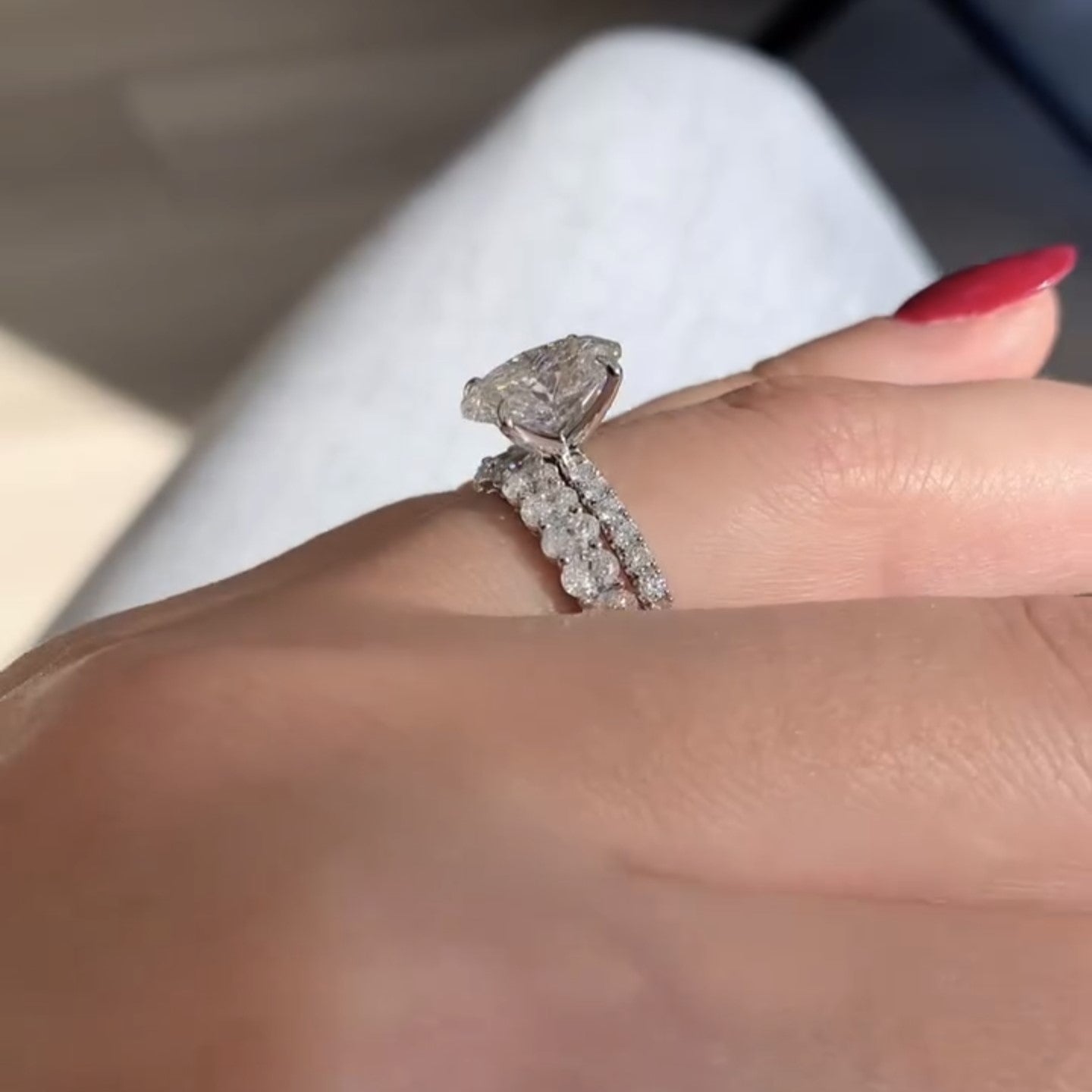 Oval Bridal Set Moissanite Diamond Ring