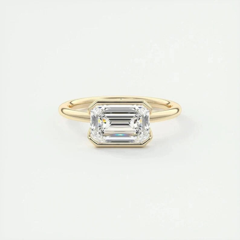 Emerald Half Bezel Setting Ring