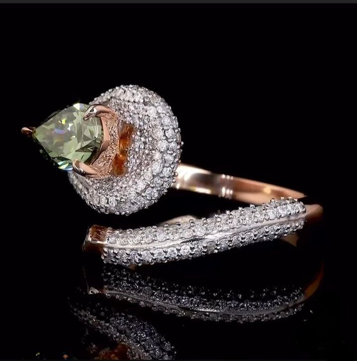 Pear Moissanite Diamond Ring