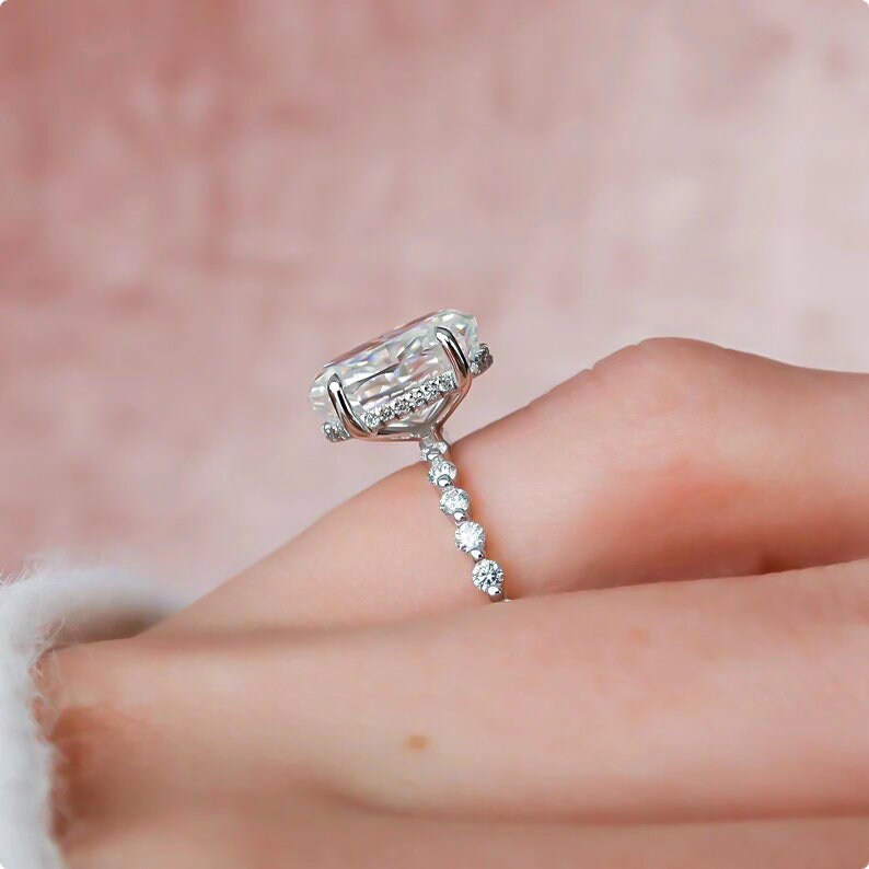 Oval Diamond Ring, Distant Pave Ring