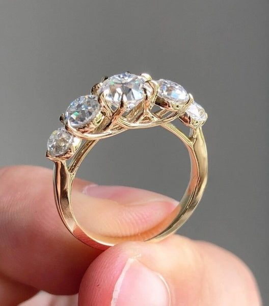 Old European Round Cut Moissanite Diamond Ring