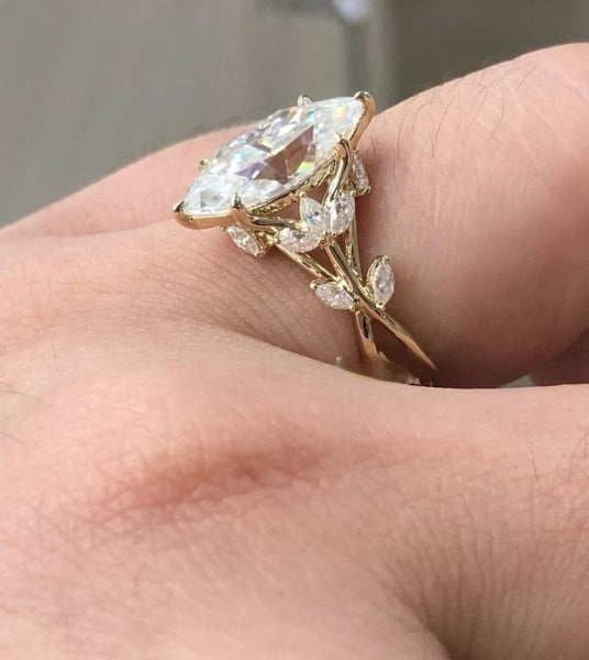 Marquise Moissanite Cluster Diamond Ring