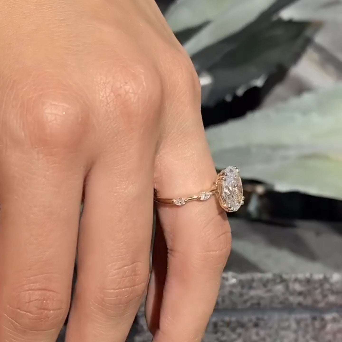 Oval Distant Pave Setting Ring