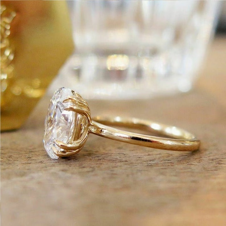 Oval Diamond Moissanite Double Prong Ring