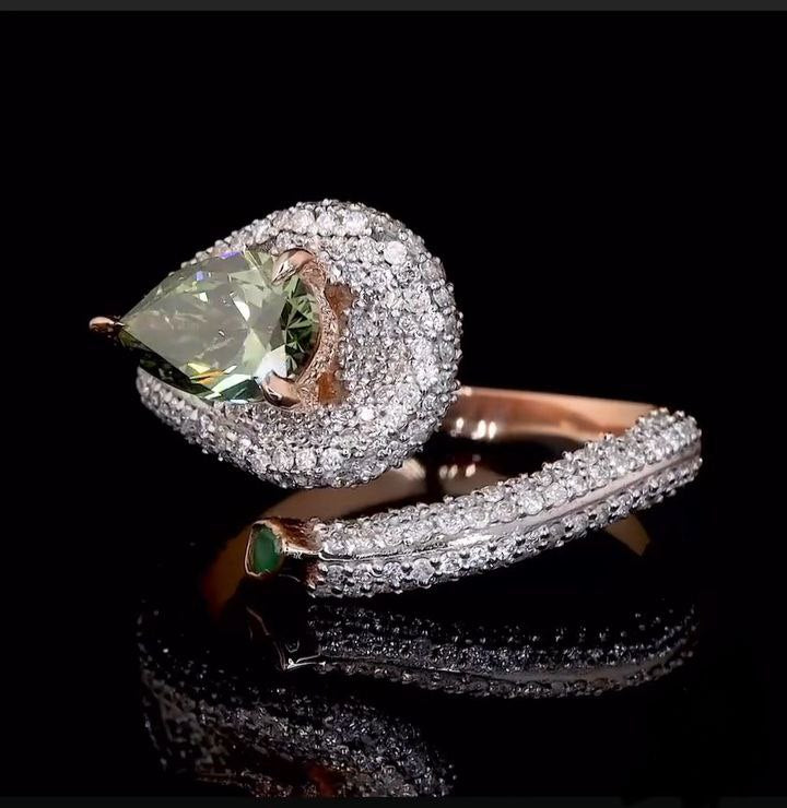 Pear Moissanite Diamond Ring