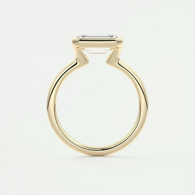 Emerald Half Bezel Setting Ring