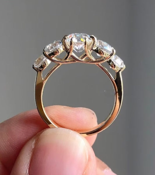 Old European Round Cut Moissanite Diamond Ring