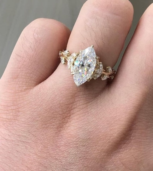 Marquise Moissanite Cluster Diamond Ring