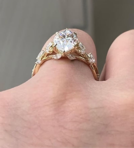 Marquise Moissanite Cluster Diamond Ring