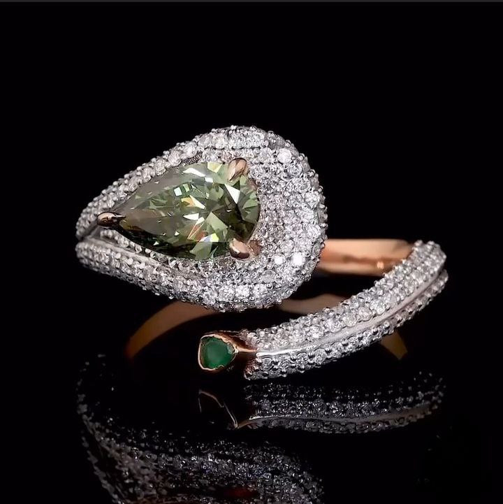 Pear Moissanite Diamond Ring