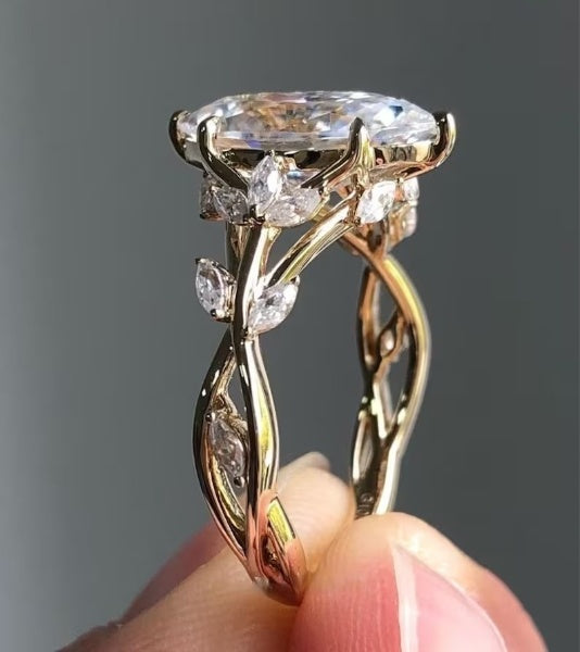 Marquise Moissanite Cluster Diamond Ring
