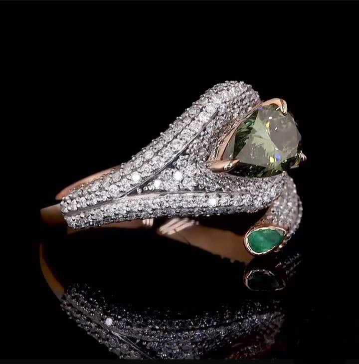 Pear Moissanite Diamond Ring