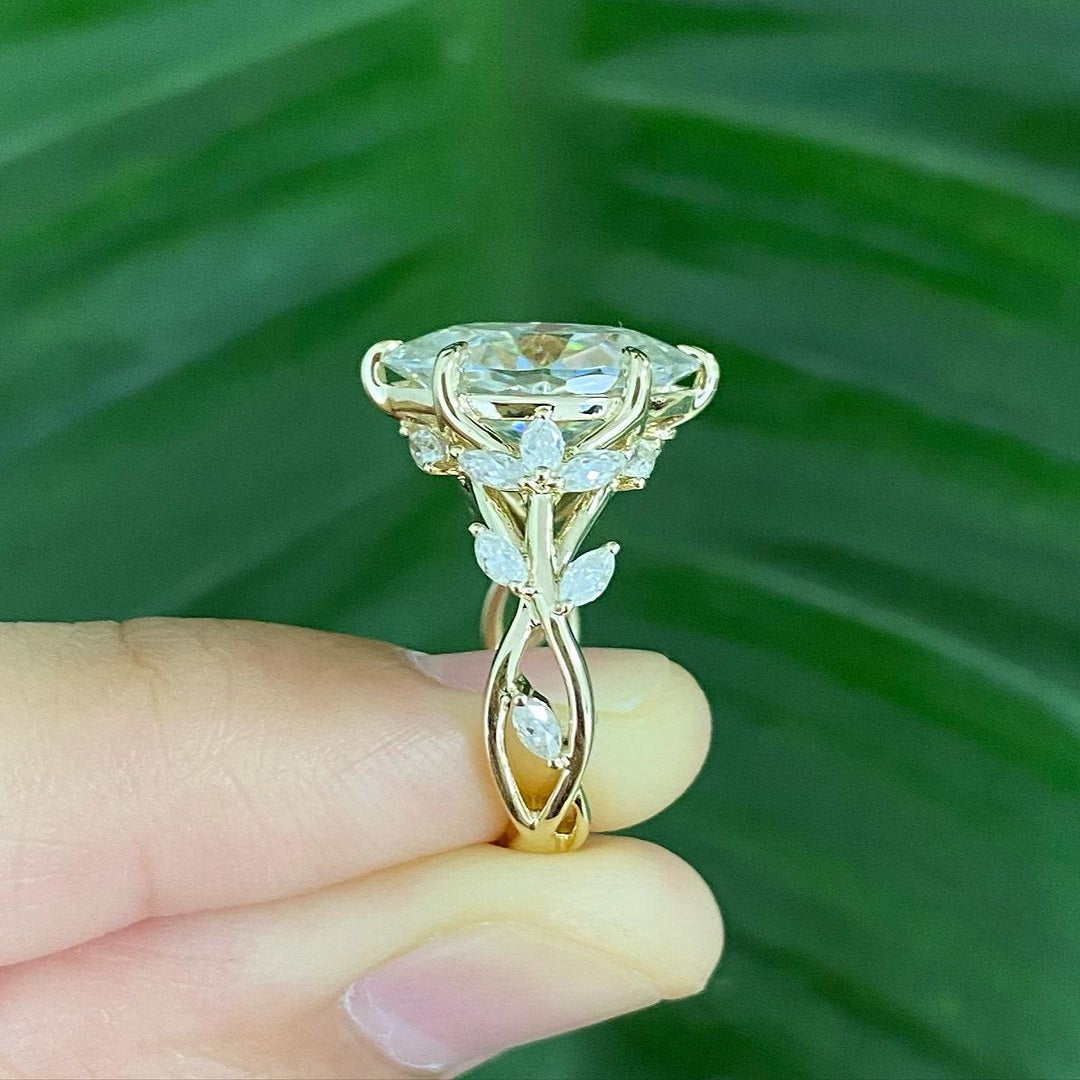 1.50 Ct Marquise Moissanite Diamond Ring, Floral Shape Design Ring, Art Deco Ring, Anniversary Gift For Her