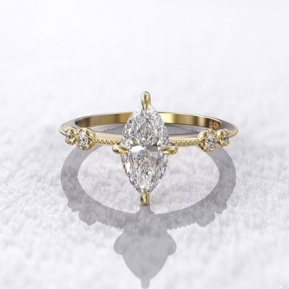 1.50 Ct lab Grown Diamond Ring, Distant Pave Setting Ring, Hand Made Jewelry, Minimalist Ring, Christmas Gift For Her