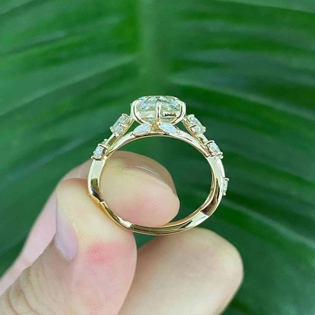 1.50 Ct Marquise Moissanite Diamond Ring, Floral Shape Design Ring, Art Deco Ring, Anniversary Gift For Her