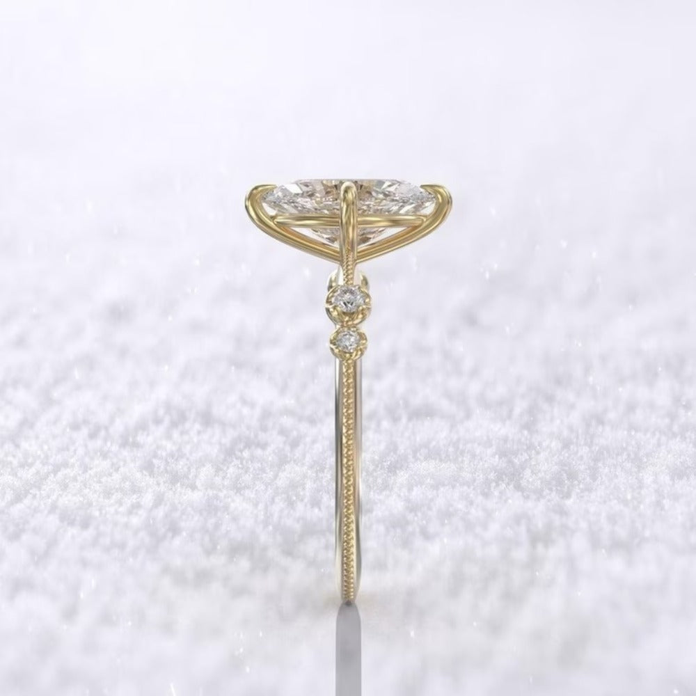 1.50 Ct lab Grown Diamond Ring, Distant Pave Setting Ring, Hand Made Jewelry, Minimalist Ring, Christmas Gift For Her