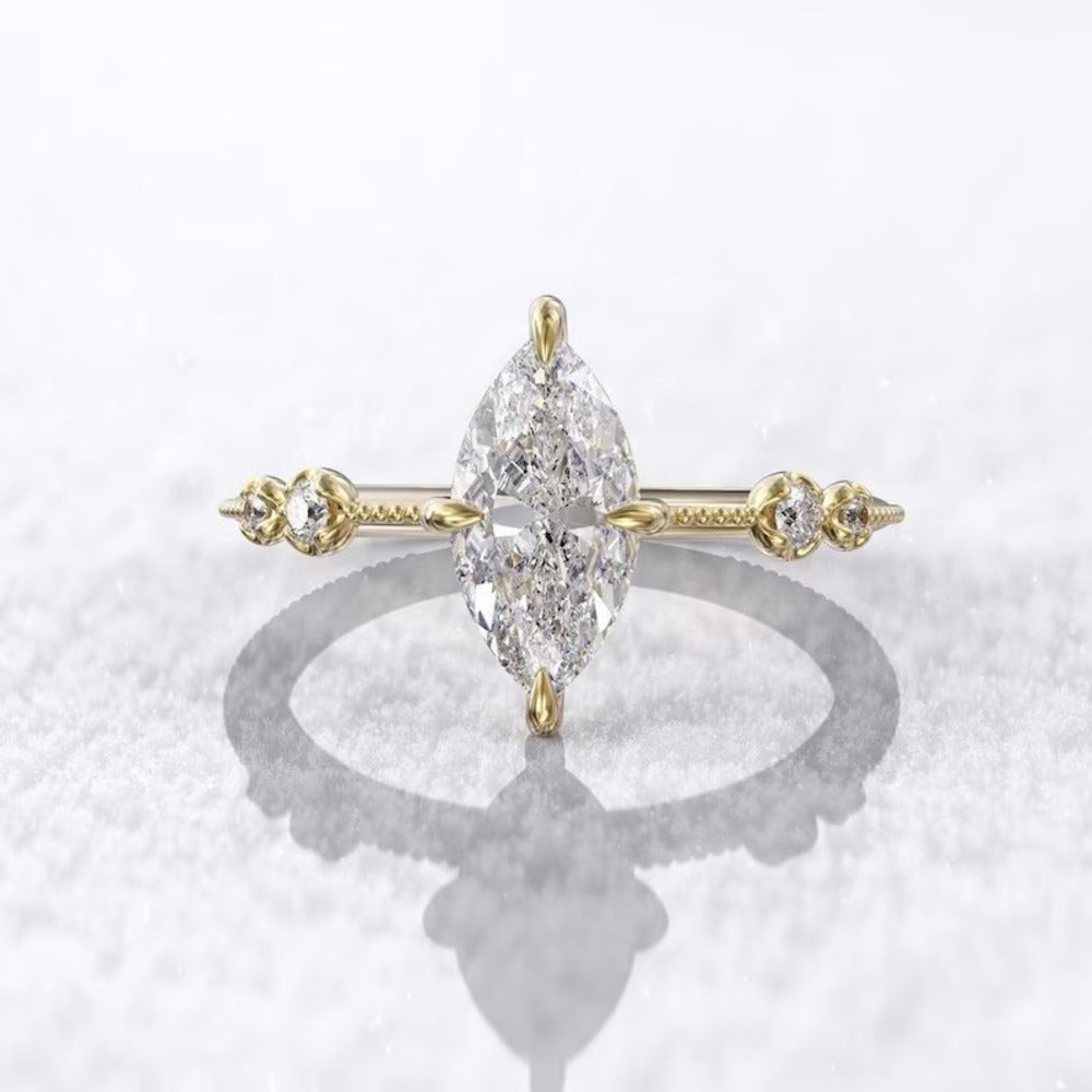 1.50 Ct lab Grown Diamond Ring, Distant Pave Setting Ring, Hand Made Jewelry, Minimalist Ring, Christmas Gift For Her