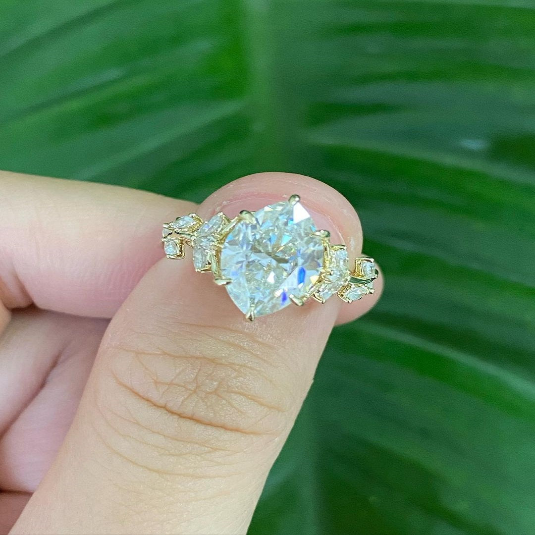1.50 Ct Marquise Moissanite Diamond Ring, Floral Shape Design Ring, Art Deco Ring, Anniversary Gift For Her
