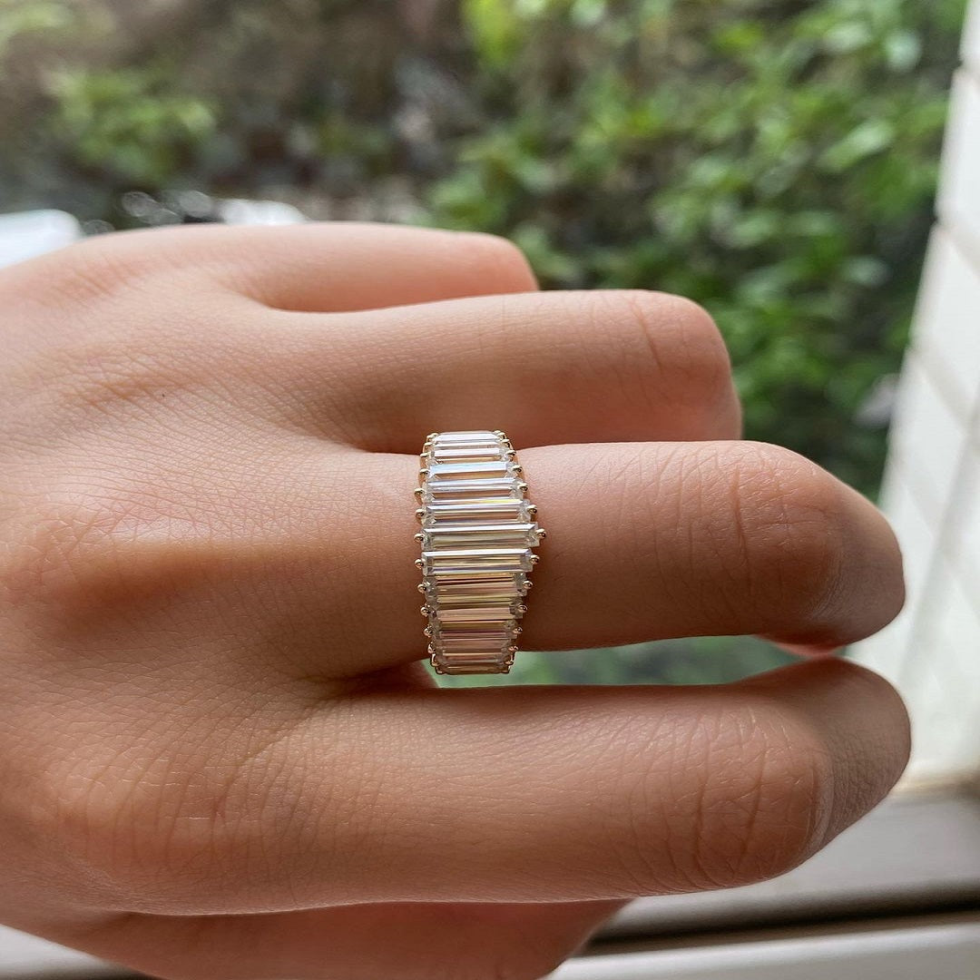 3 Ctw Baguette Moissanite Ring, Multi baguette Diamond Ring, Wedding band, Handmade Jewelry, Most Selling Ring, Best Christmas Gift For Her