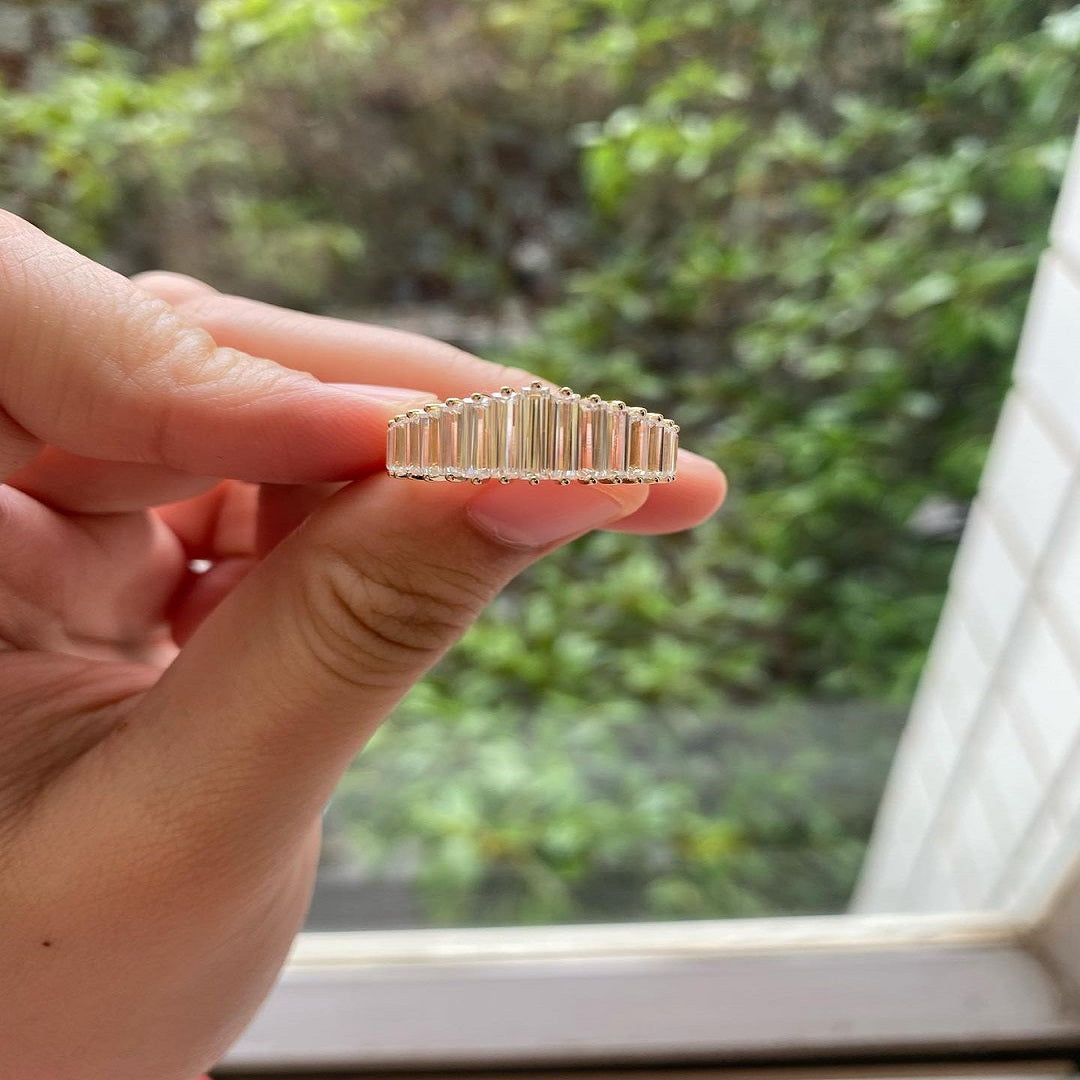 3 Ctw Baguette Moissanite Ring, Multi baguette Diamond Ring, Wedding band, Handmade Jewelry, Most Selling Ring, Best Christmas Gift For Her