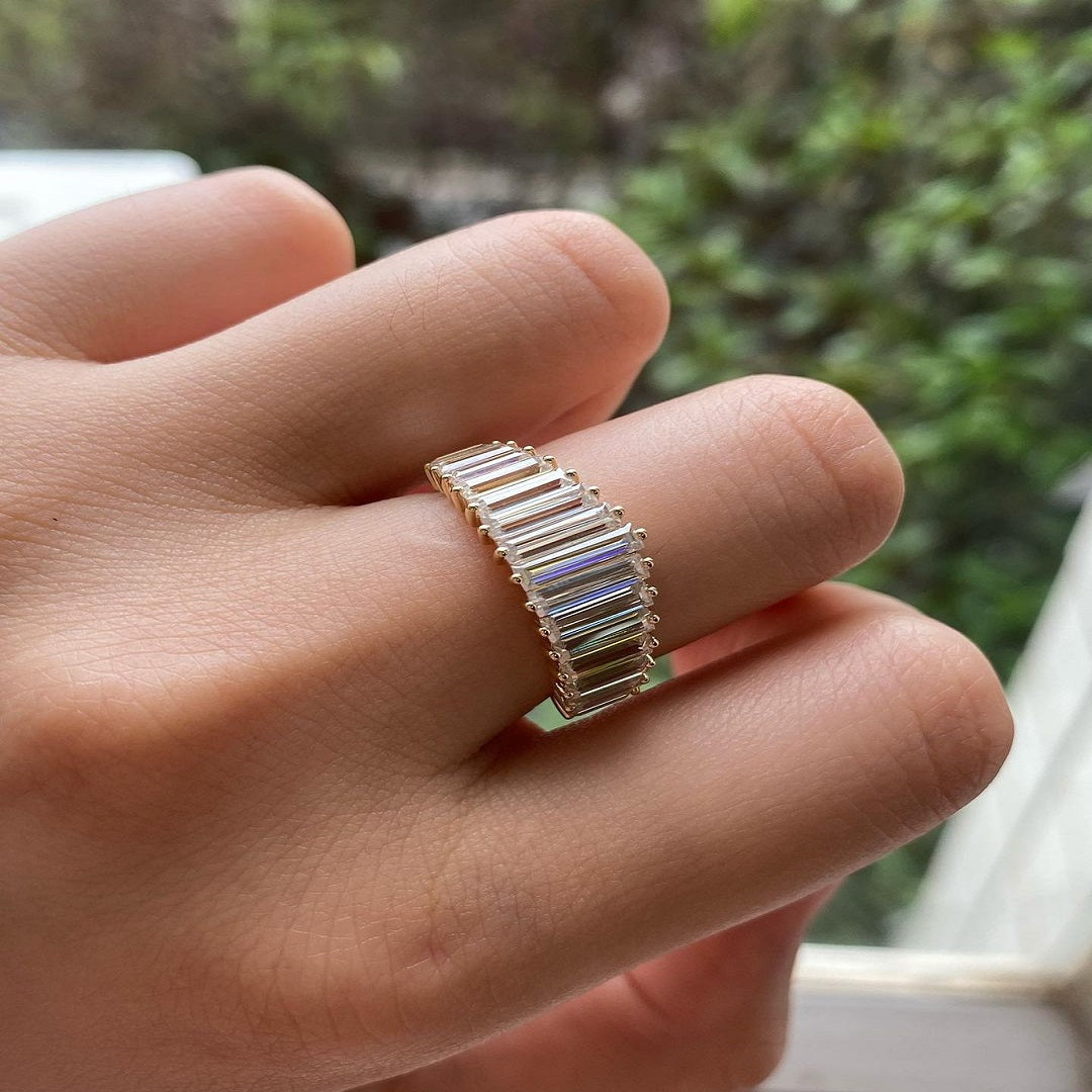 3 Ctw Baguette Moissanite Ring, Multi baguette Diamond Ring, Wedding band, Handmade Jewelry, Most Selling Ring, Best Christmas Gift For Her