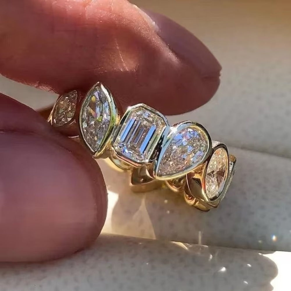 Multi Stone Moissanite Diamond Ring