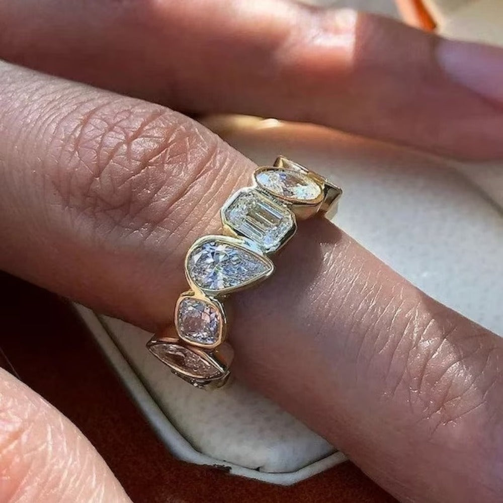 Multi Stone Moissanite Diamond Ring