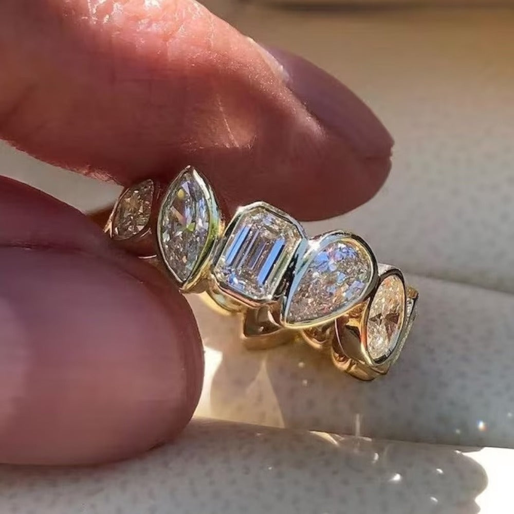 Multi Stone Moissanite Diamond Ring
