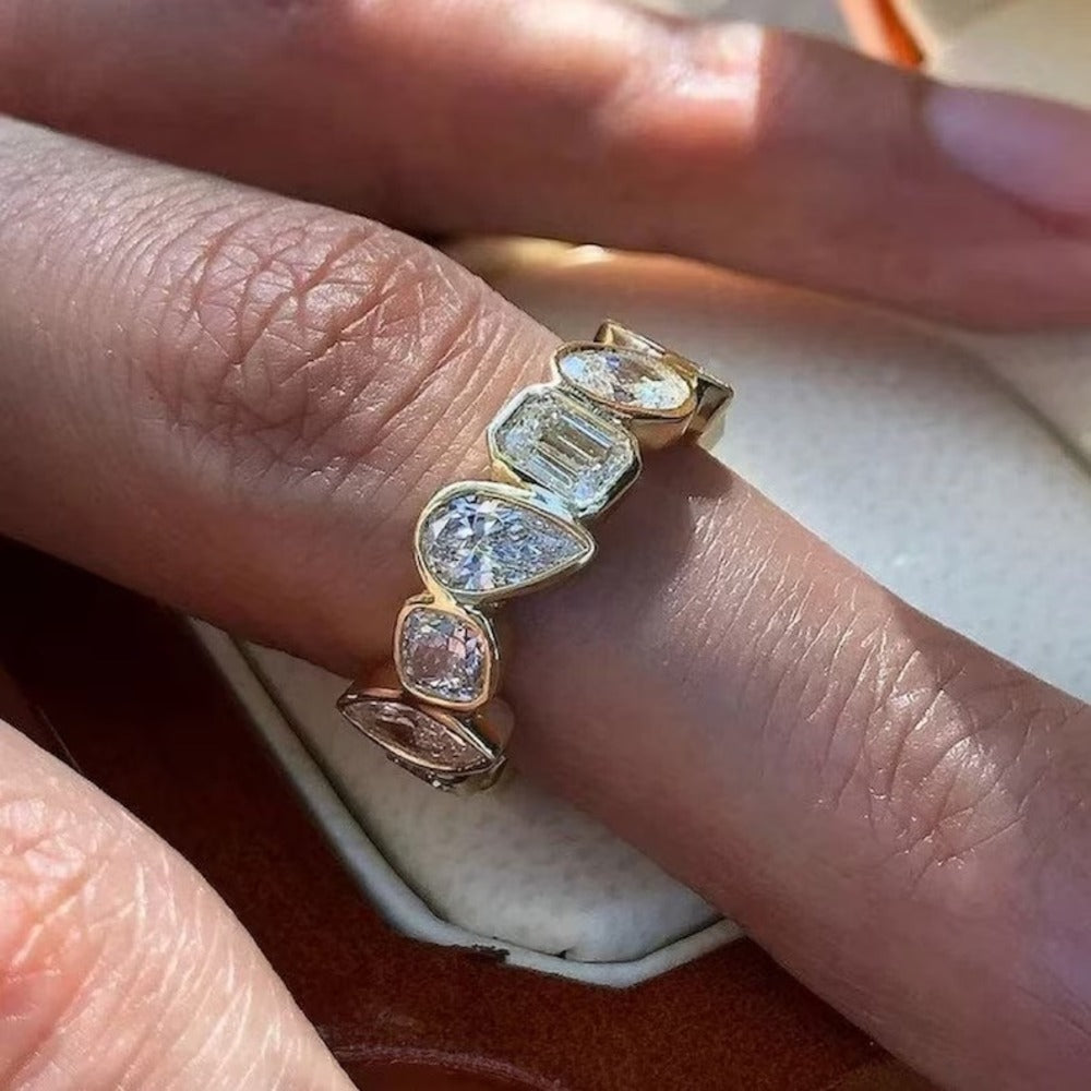 Multi Stone Moissanite Diamond Ring