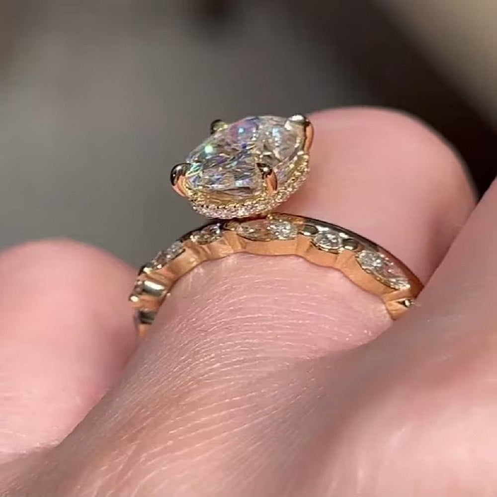 3.70 Ct Oval Moissanite Diamond Ring, Full Eternity marquise And Round Band, Oval Diamond Bridal Set Ring, Gift For Her