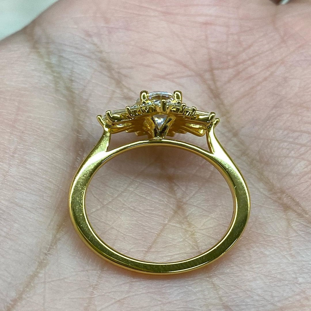 1.25 Ct oval Moissanite Ring, Flower Design Ring, Halo Setting Ring, Art Deco Ring, Oval Diamond Ring, Christmas Ring For Her