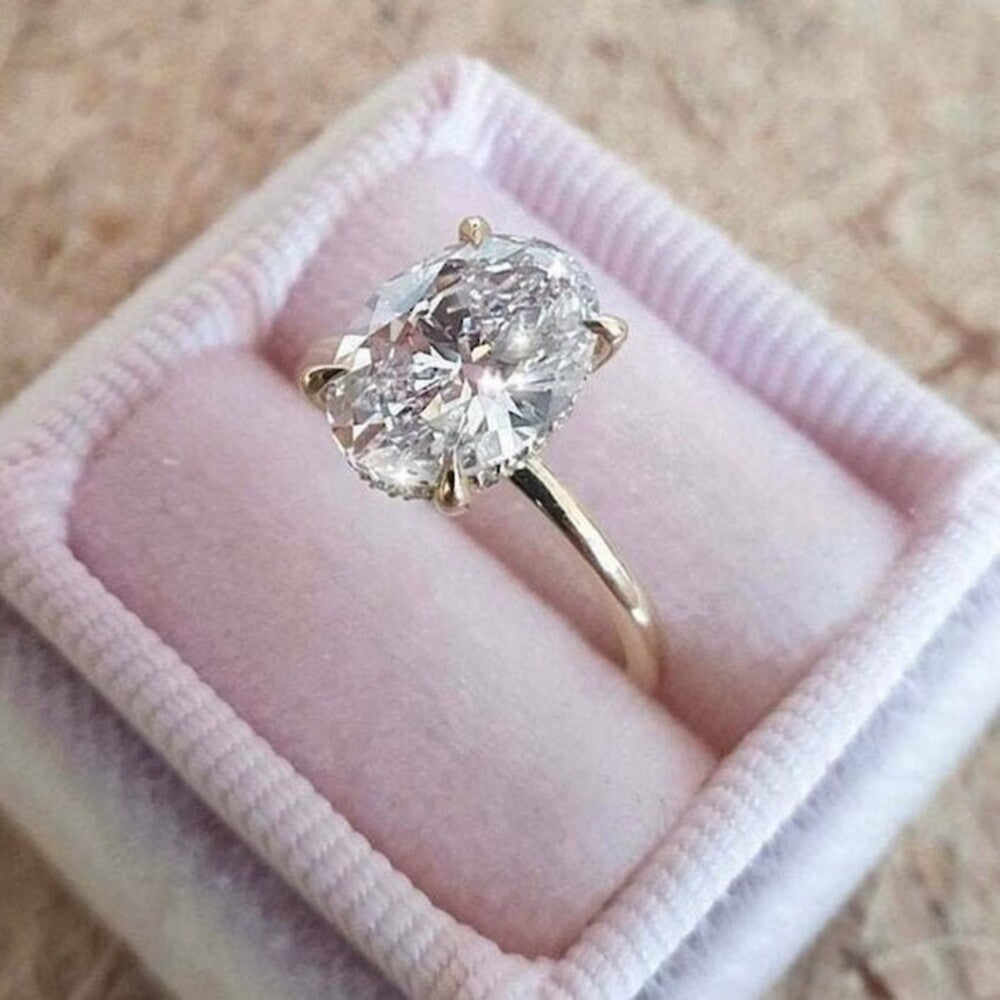 2.50 Ct Oval Moissanite Diamond Ring, Simple Diamond Ring, Christmas Jewelry, Holiday Gift For Her