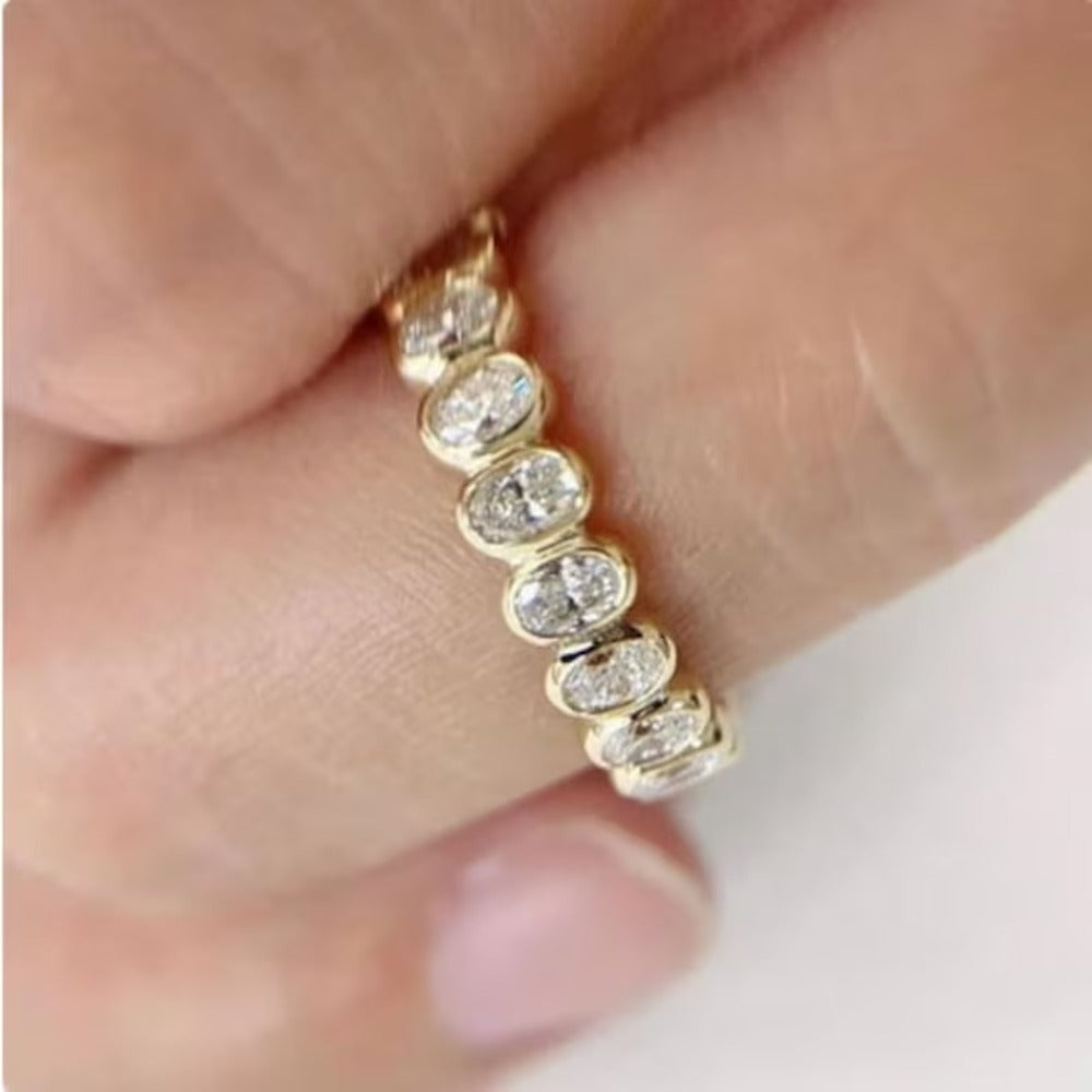 1.60 Ctw Oval Lab Grown Diamond Band, Full Eternity Band, Handmade Jewellery, Christmas Gift For Her