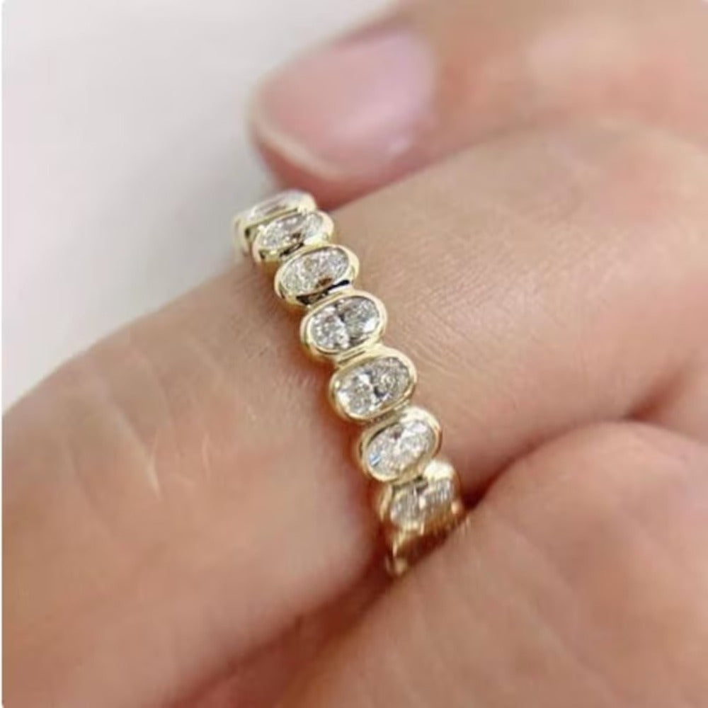1.60 Ctw Oval Lab Grown Diamond Band, Full Eternity Band, Handmade Jewellery, Christmas Gift For Her