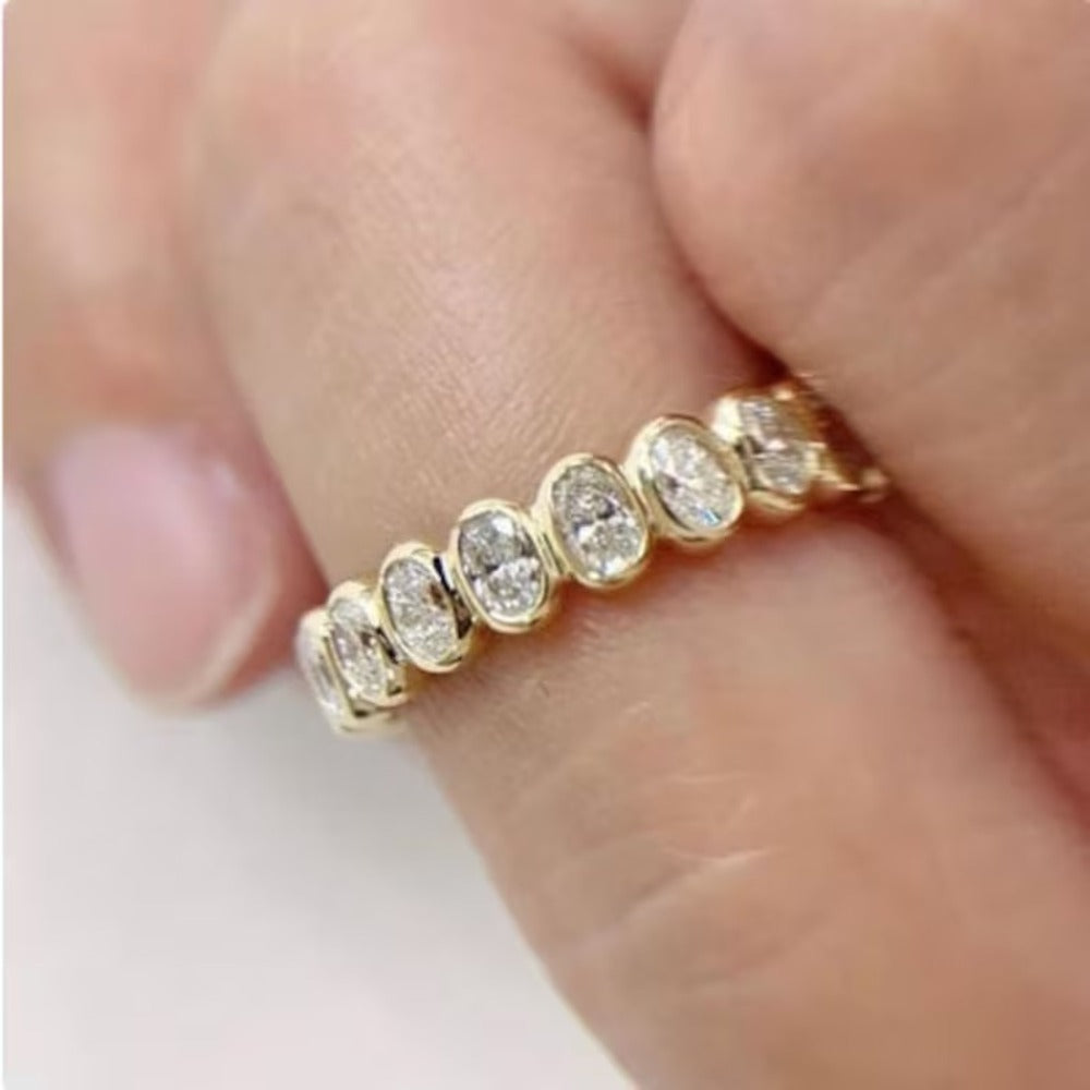 1.60 Ctw Oval Lab Grown Diamond Band, Full Eternity Band, Handmade Jewellery, Christmas Gift For Her